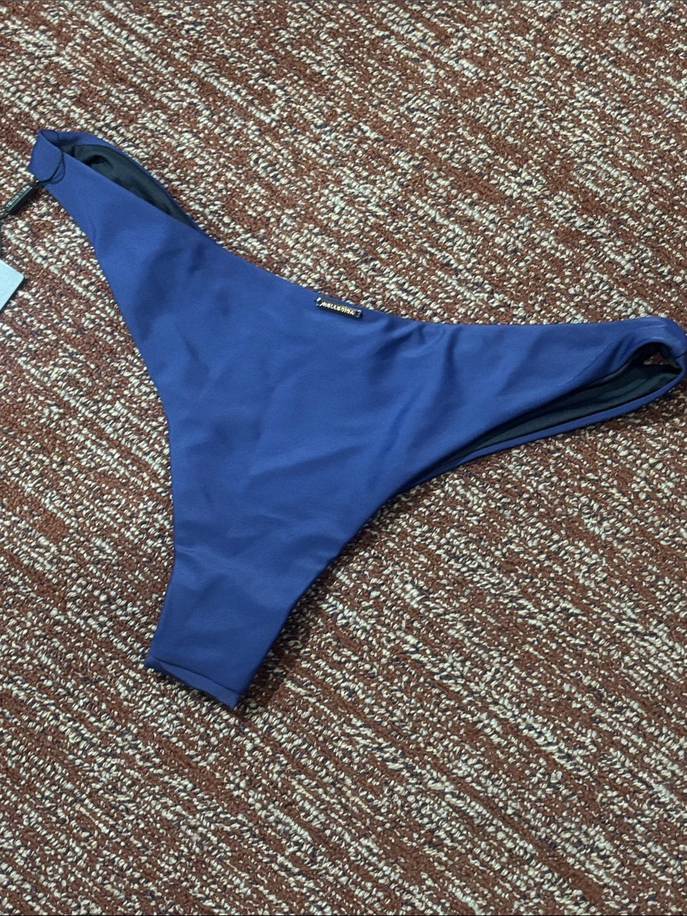 NWT mid rise cheeky bikini bottoms navy blue high leg classic swim bottoms Large - Picture 3 of 10